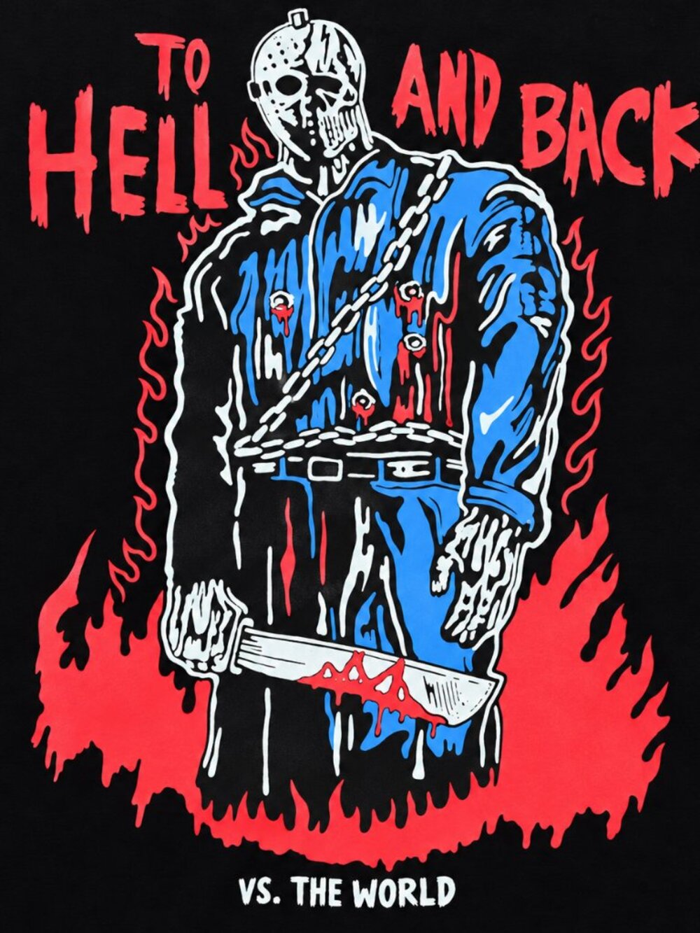 To Hell And Back Jason Horror Graphic Black T-Shirt Streetwear Tee